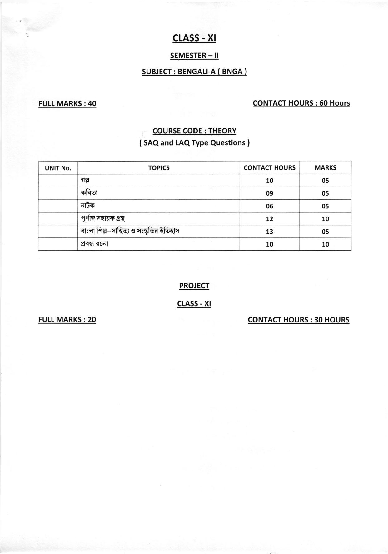 WBCHSE Class 11 & 12 Syllabus for Bengali-A (BNGA) (Language) - Page 3