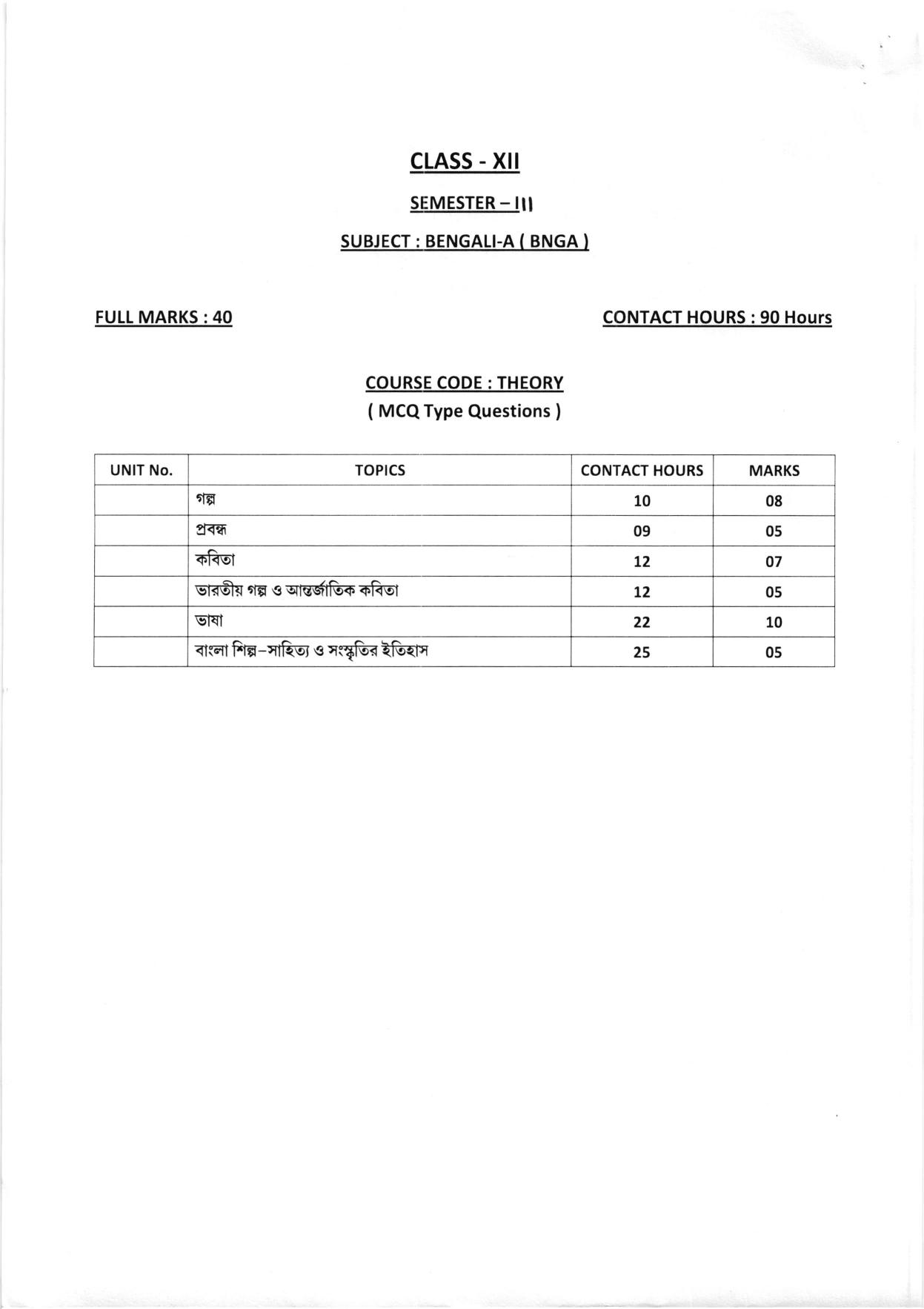 WBCHSE Class 11 & 12 Syllabus for Bengali-A (BNGA) (Language) - Page 8