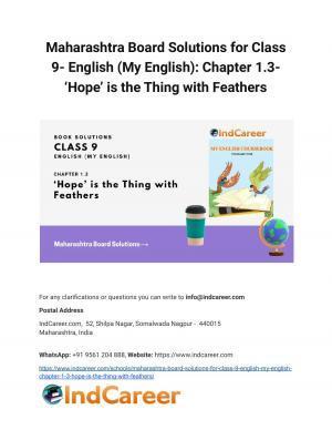 Maharashtra Board Solutions for Class 9- English (My English): Chapter 1.3- ‘Hope’ is the Thing with Feathers
