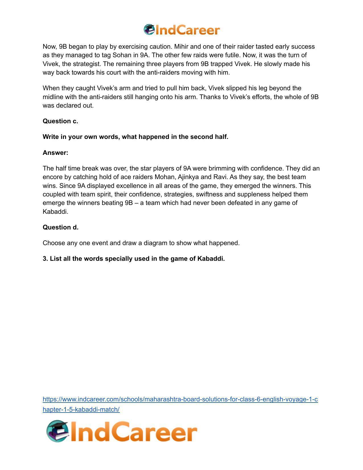 Maharashtra Board Solutions for Class 6- English (Voyage 1): Chapter 1.5- Kabaddi Match - Page 8