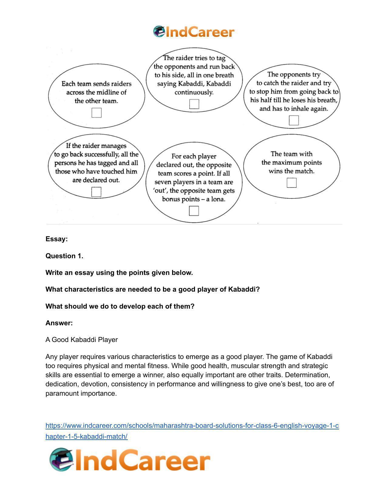 Maharashtra Board Solutions for Class 6- English (Voyage 1): Chapter 1.5- Kabaddi Match - Page 21