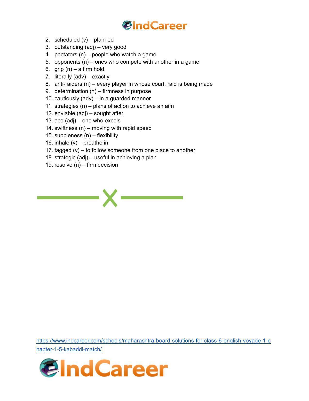 Maharashtra Board Solutions for Class 6- English (Voyage 1): Chapter 1.5- Kabaddi Match - Page 23