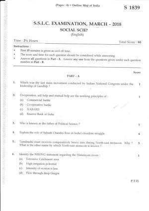 Kerala SSLC 2018 Social Science (EM) Question Paper