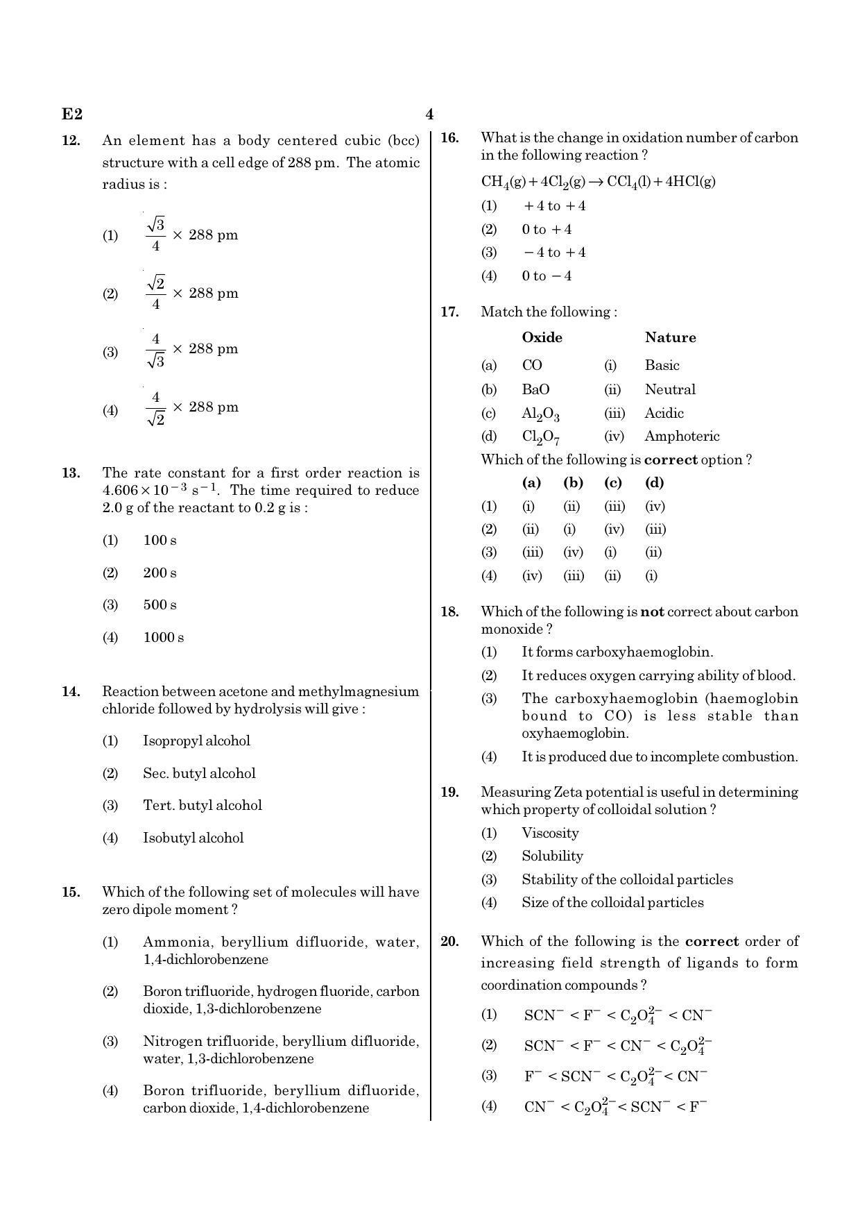 NEET E2 2022 Question Paper - Page 4