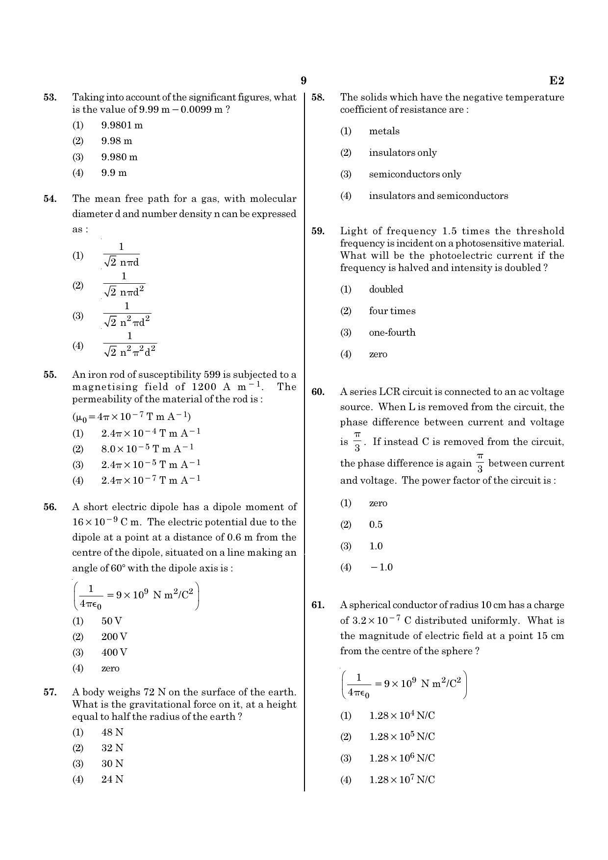 NEET E2 2022 Question Paper - Page 9