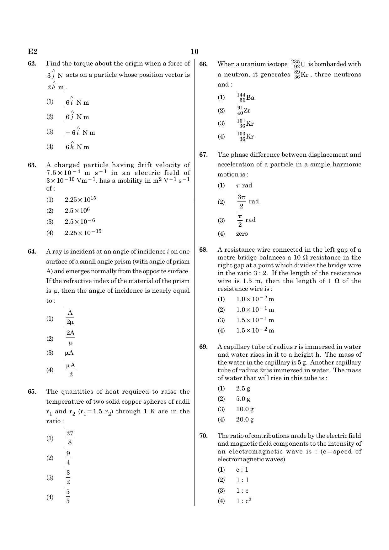 NEET E2 2022 Question Paper - Page 10