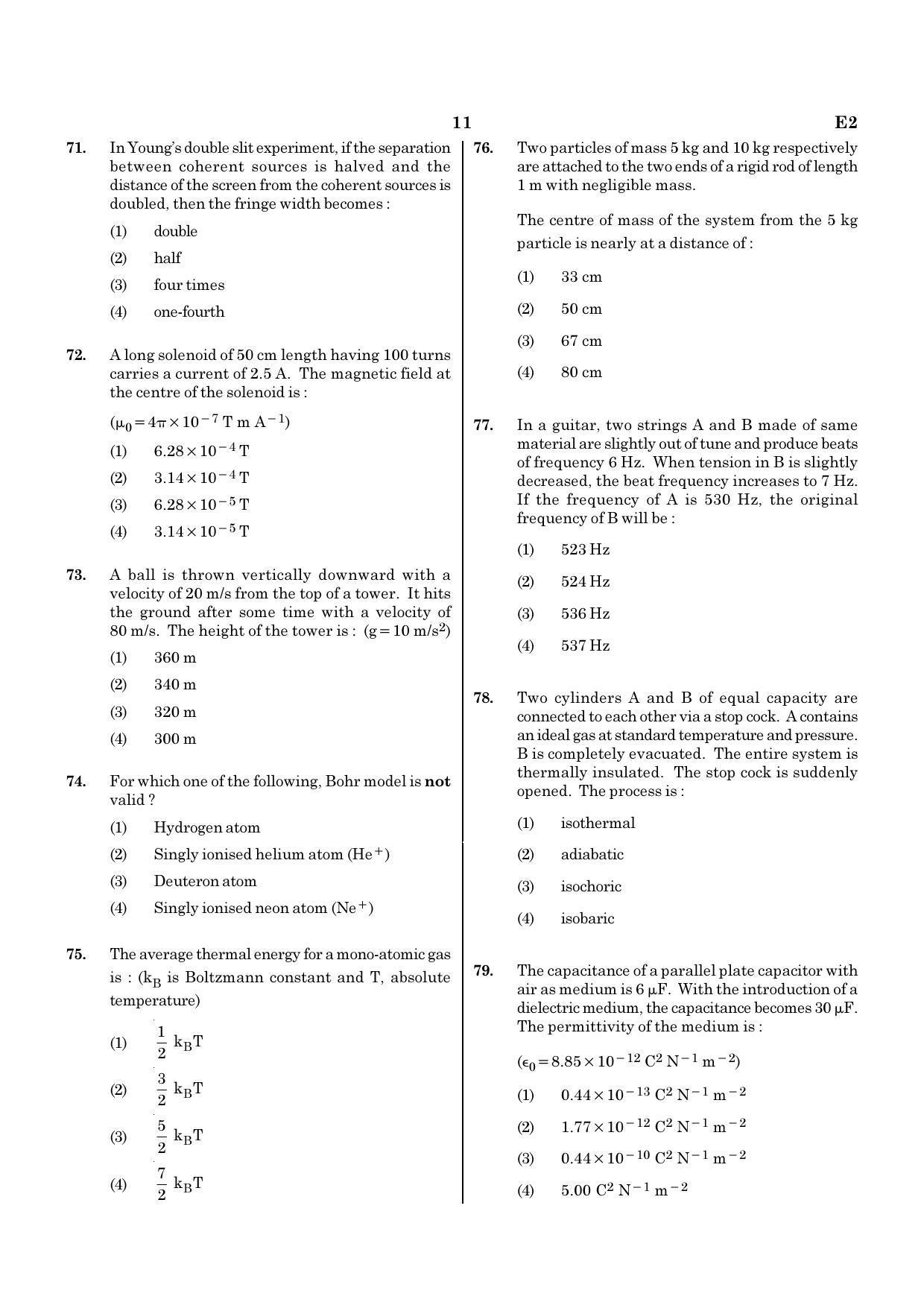 NEET E2 2022 Question Paper - Page 11