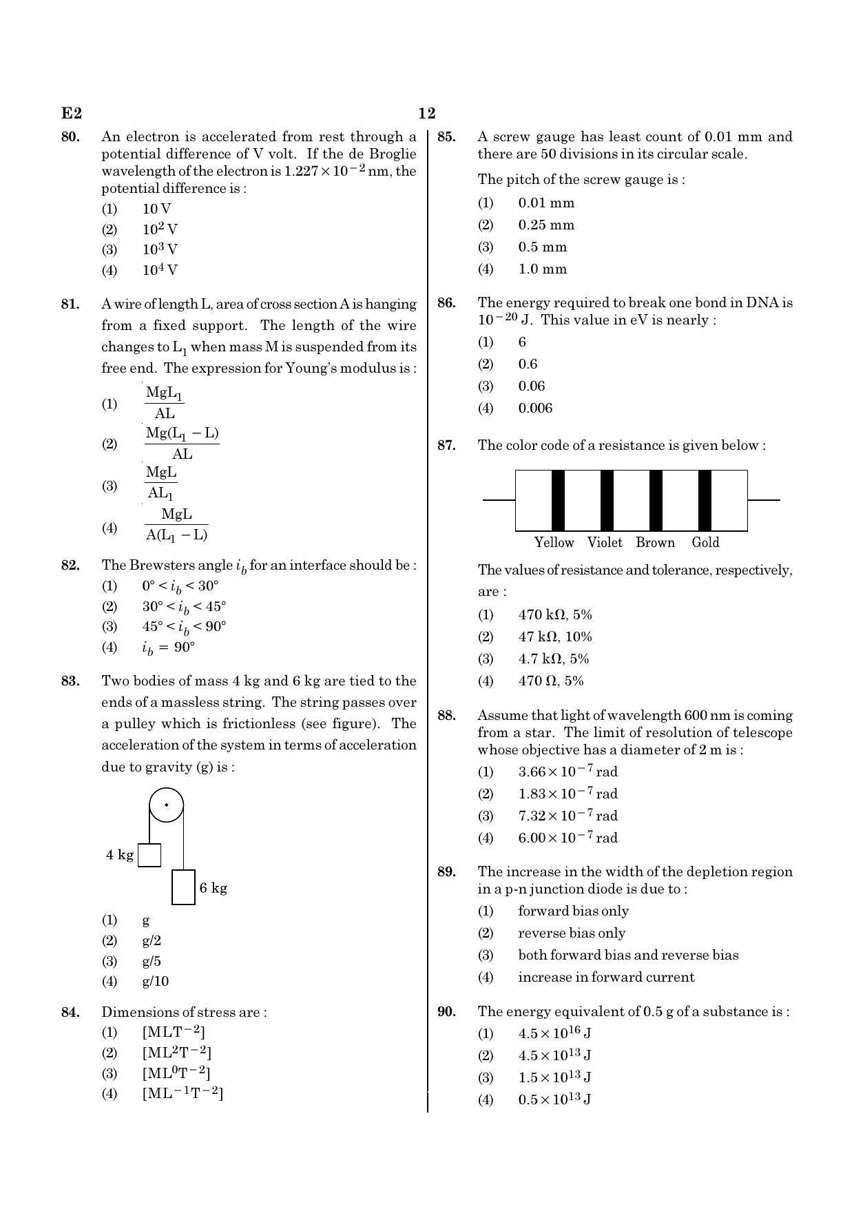 NEET E2 2022 Question Paper - Page 12