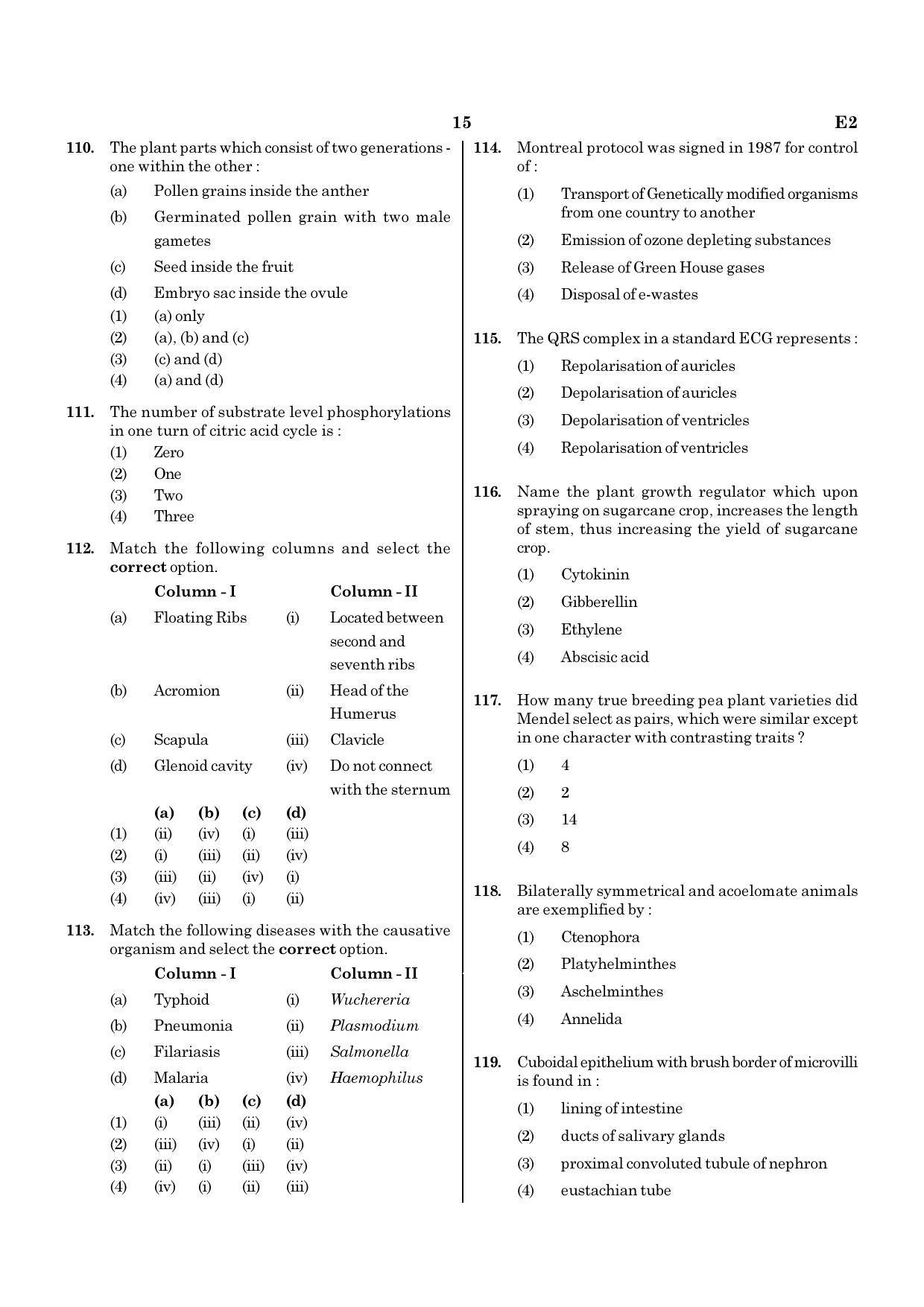 NEET E2 2022 Question Paper - Page 15