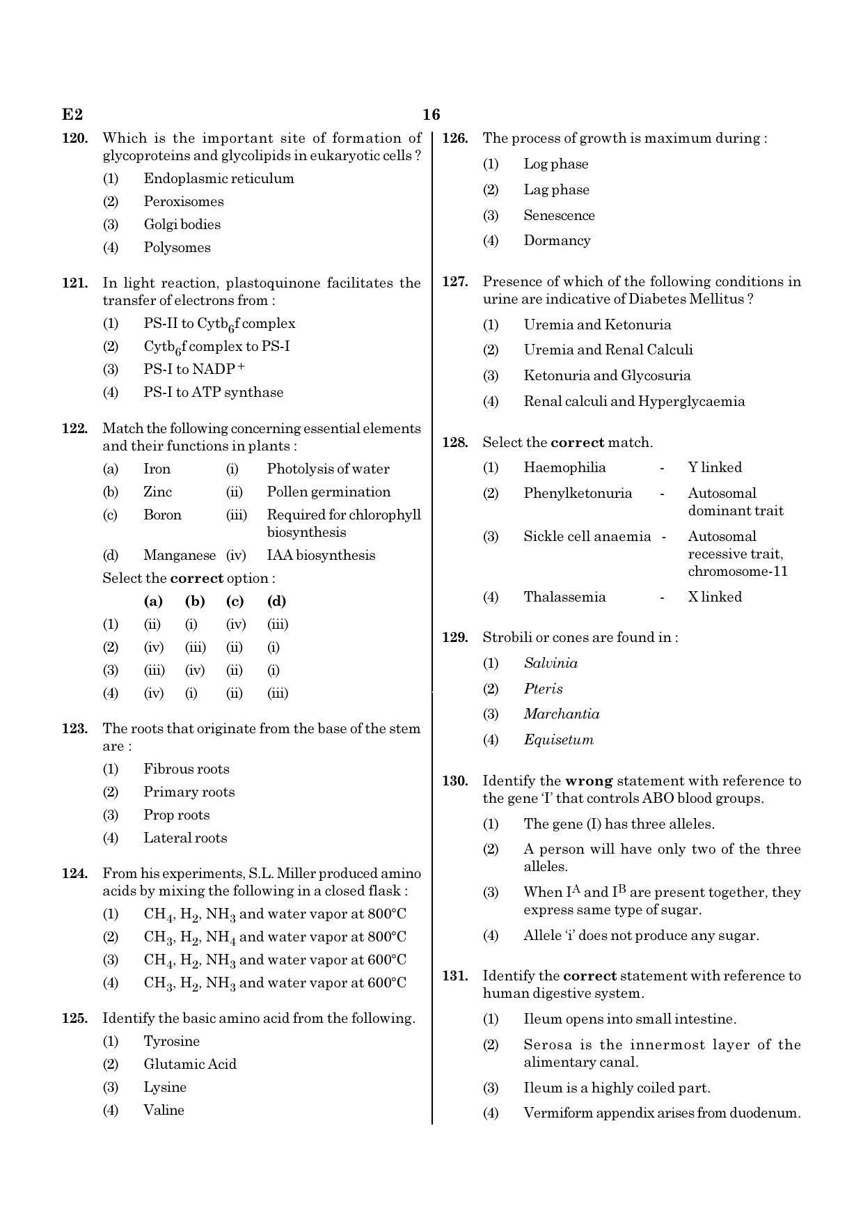 NEET E2 2022 Question Paper - Page 16