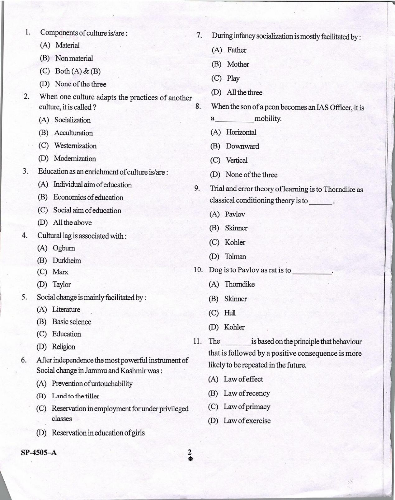 KUET 2024 M.A. Education Question Paper - Page 2