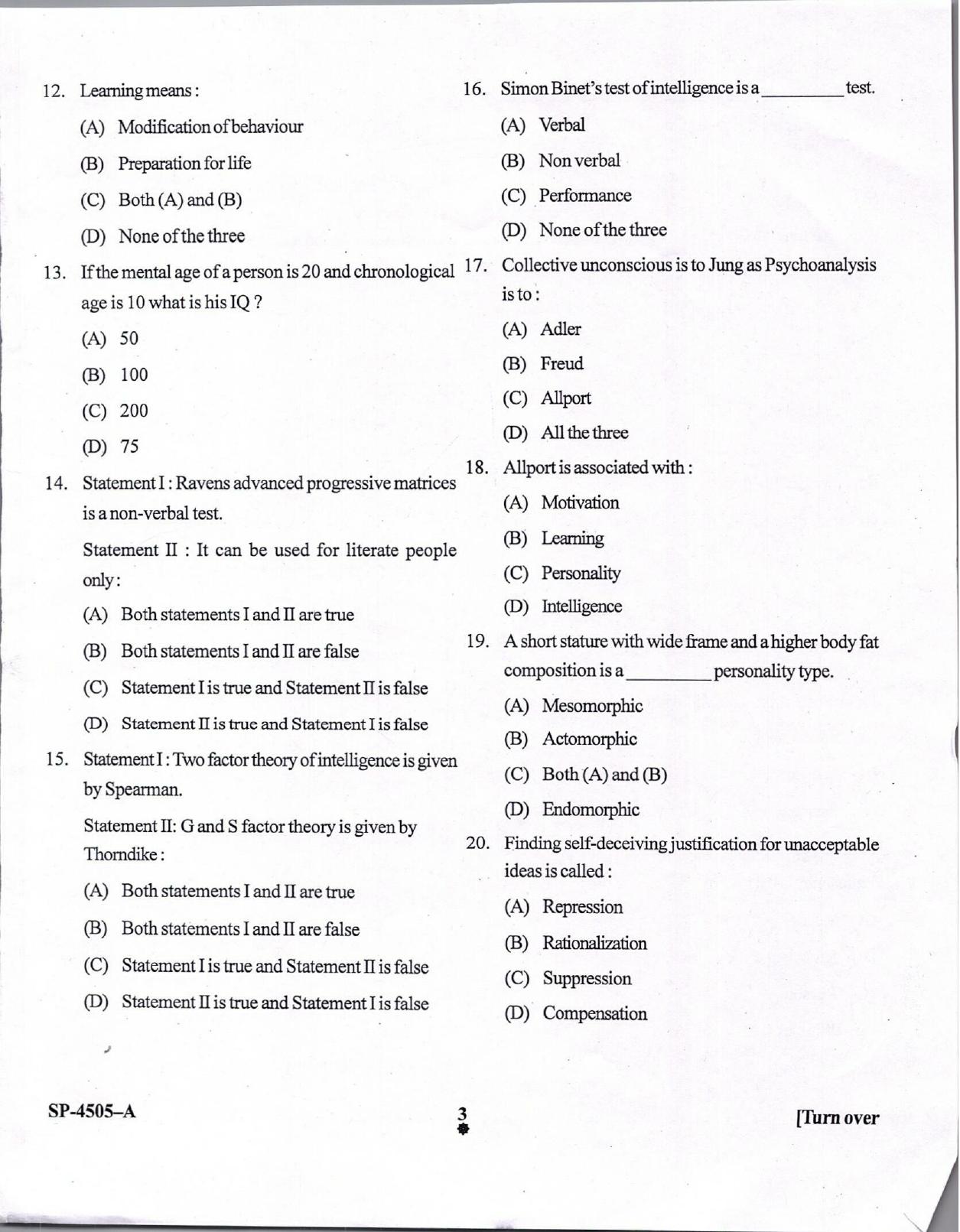 KUET 2024 M.A. Education Question Paper - Page 3