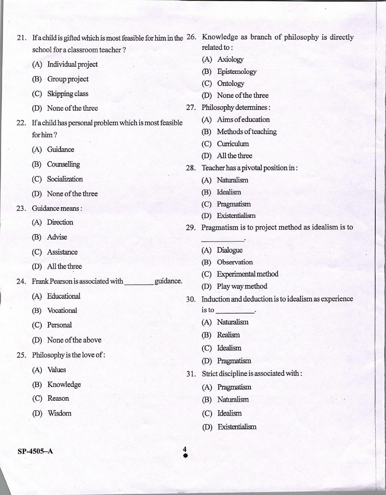 KUET 2024 M.A. Education Question Paper - Page 4