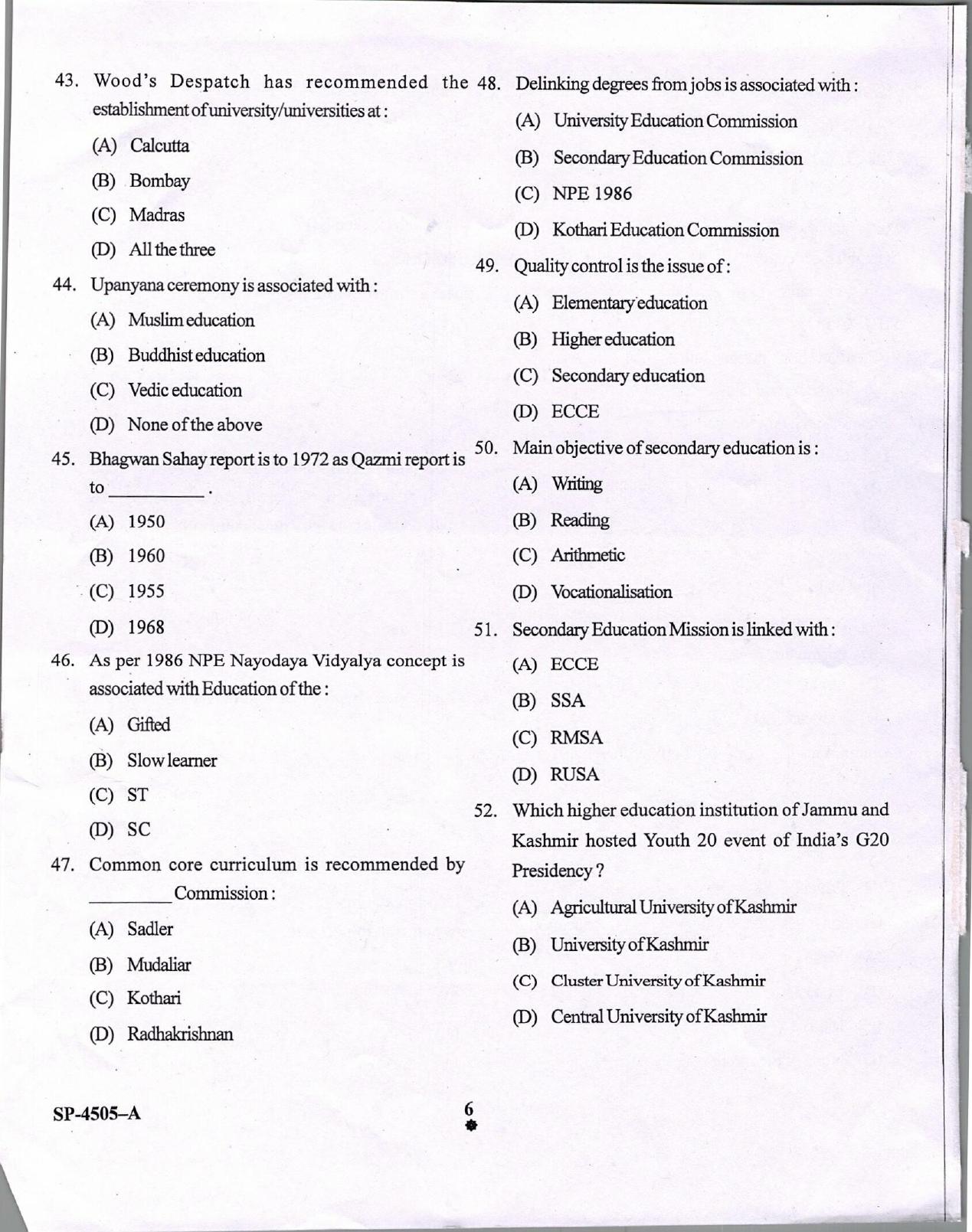 KUET 2024 M.A. Education Question Paper - Page 6