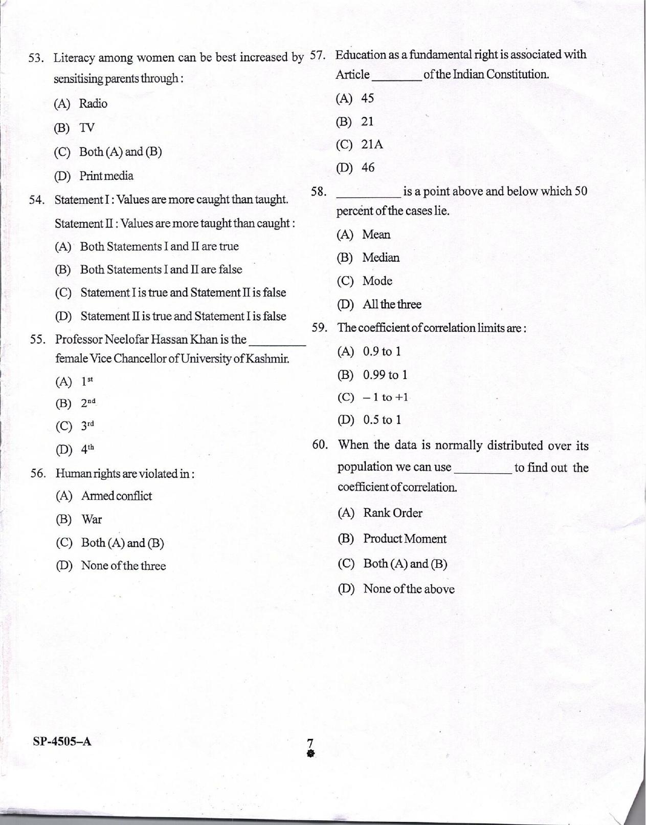 KUET 2024 M.A. Education Question Paper - Page 7