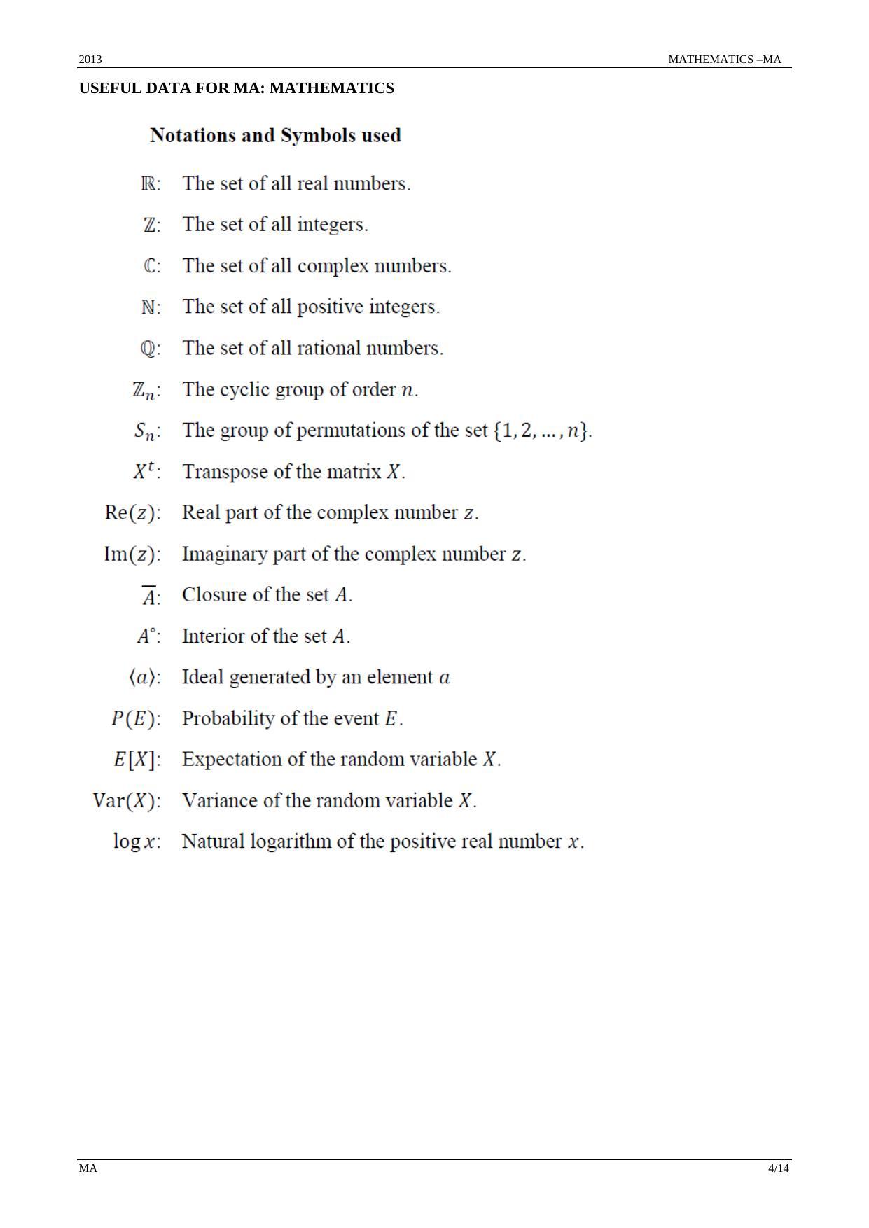 GATE 2013 Mathematics (MA) Question Paper with Answer Key - Page 4