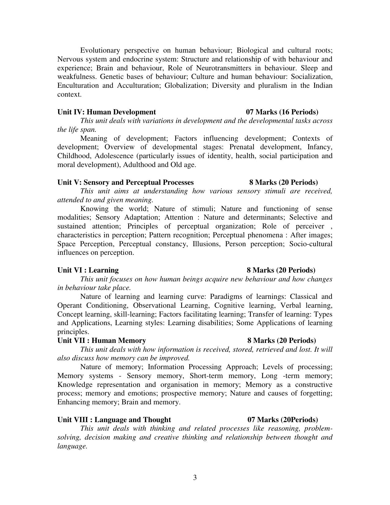 Meghalaya Board Psychology Syllabus for Class XI & XII  - Page 3