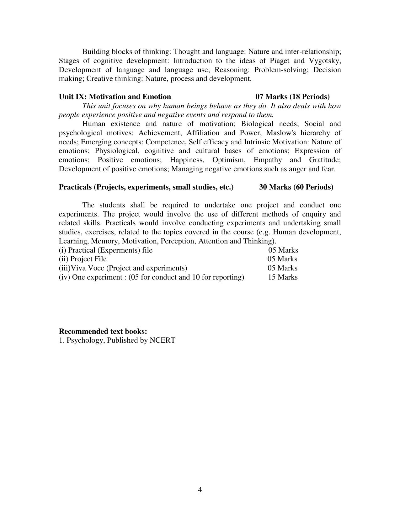 Meghalaya Board Psychology Syllabus for Class XI & XII  - Page 4