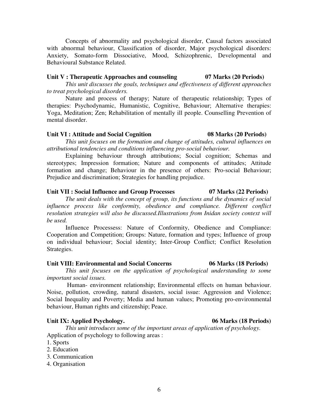 Meghalaya Board Psychology Syllabus for Class XI & XII  - Page 6
