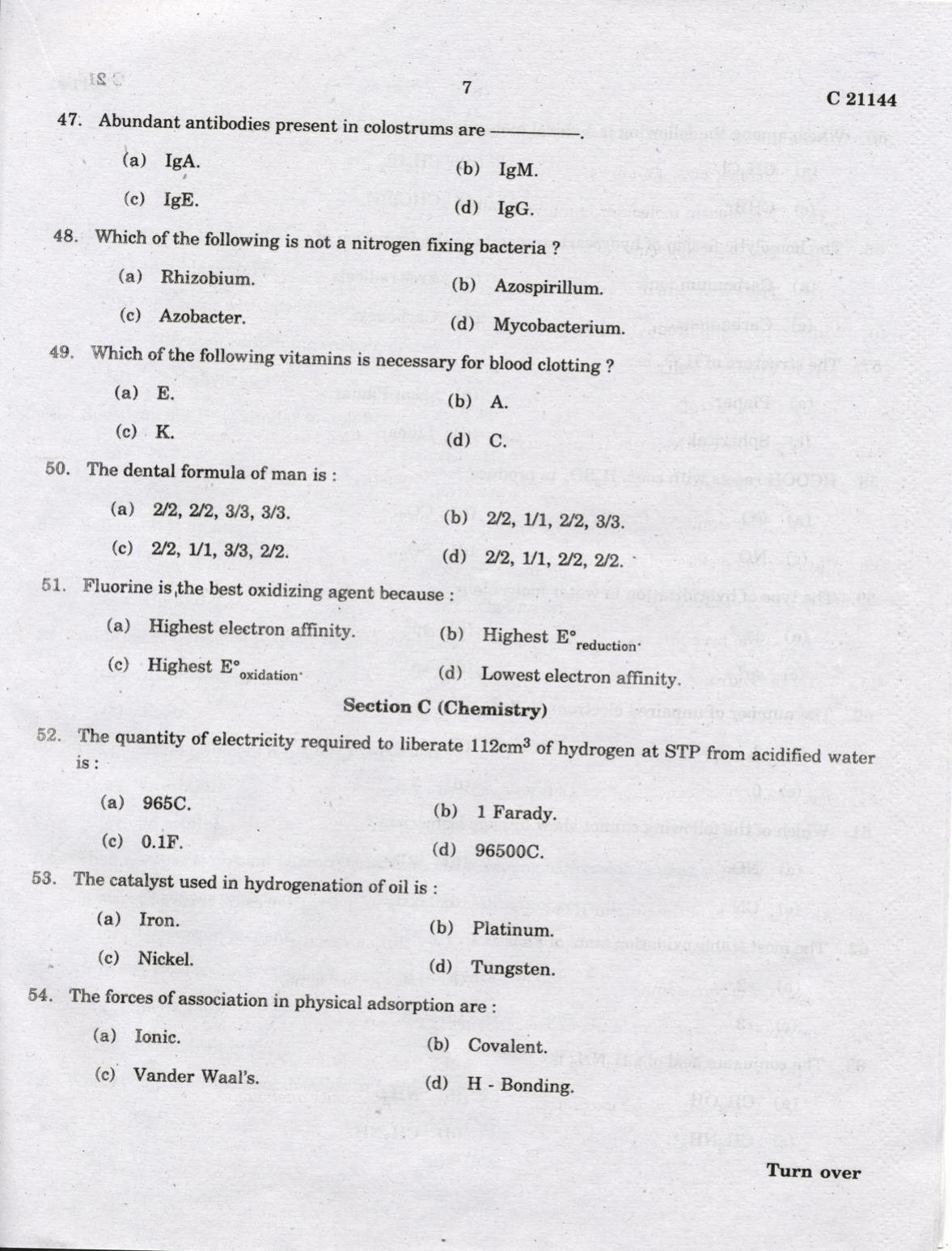 CUCAT 2022 Integrated M.Sc.Bioscience Question Paper - Page 7