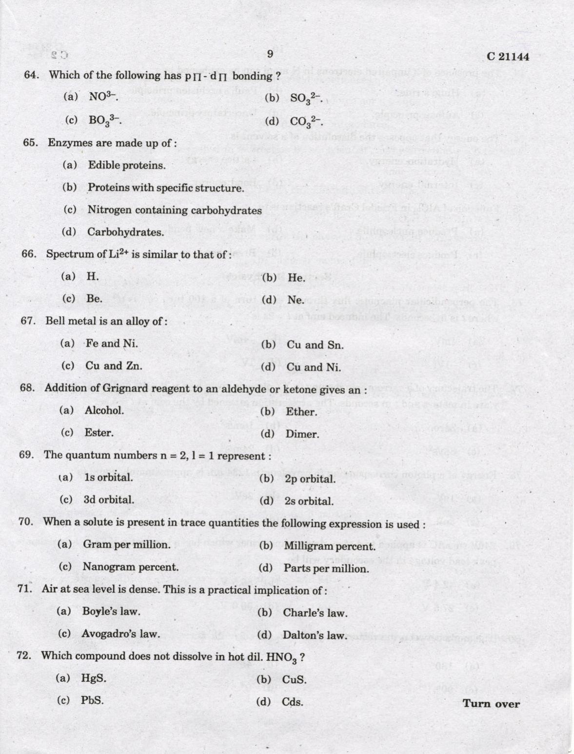 CUCAT 2022 Integrated M.Sc.Bioscience Question Paper - Page 9
