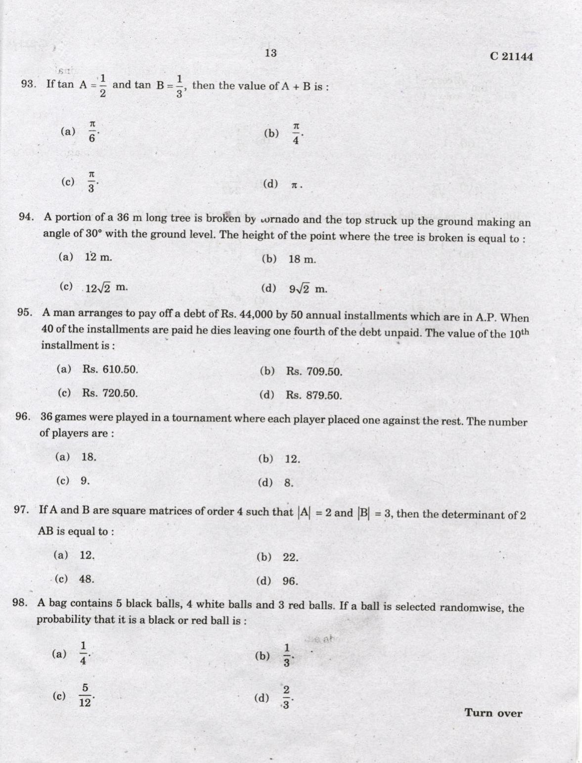 CUCAT 2022 Integrated M.Sc.Bioscience Question Paper - Page 13