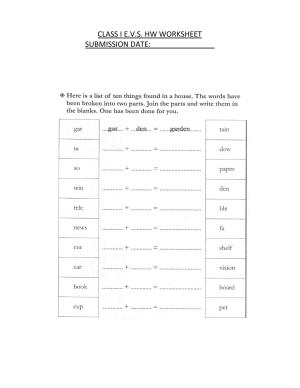 Worksheet for Class 1 EVS Things in House Assignment
