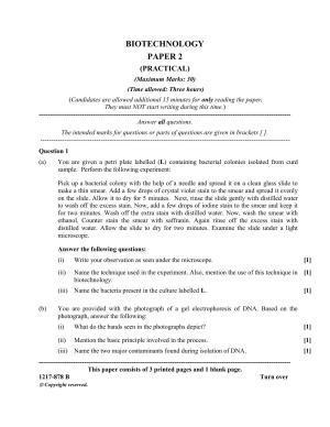ISC Class 12 2017 BIOTECHNOLOGY PAPER 2 (PRACTICAL) Question Paper