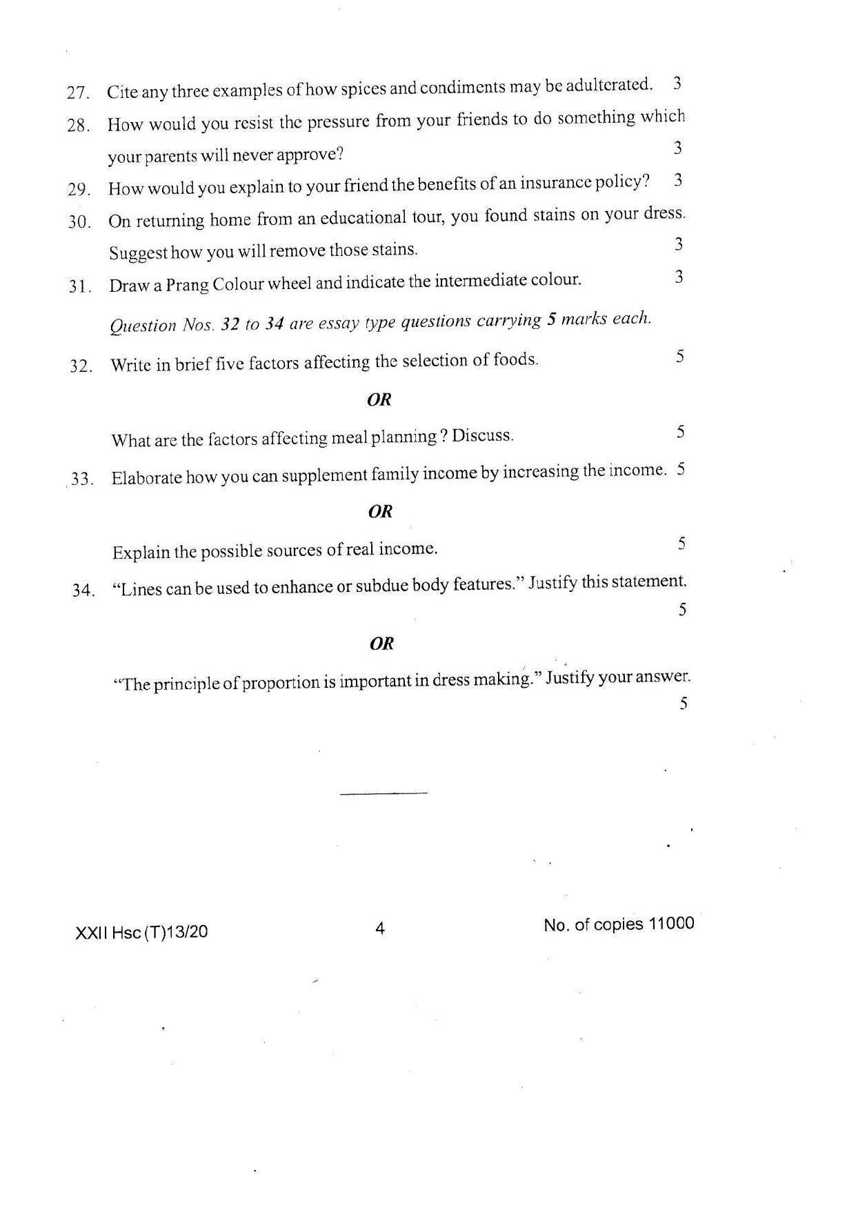 COHSEM Class 12 Home Science Question Papers 2020 - Page 4
