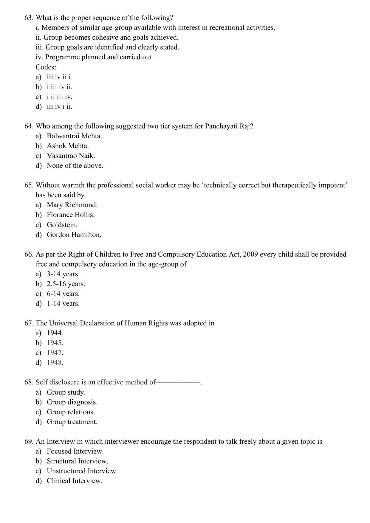 WBJEEB JEMAS (PG) 2021 MPhil PSW Question Paper - Page 10