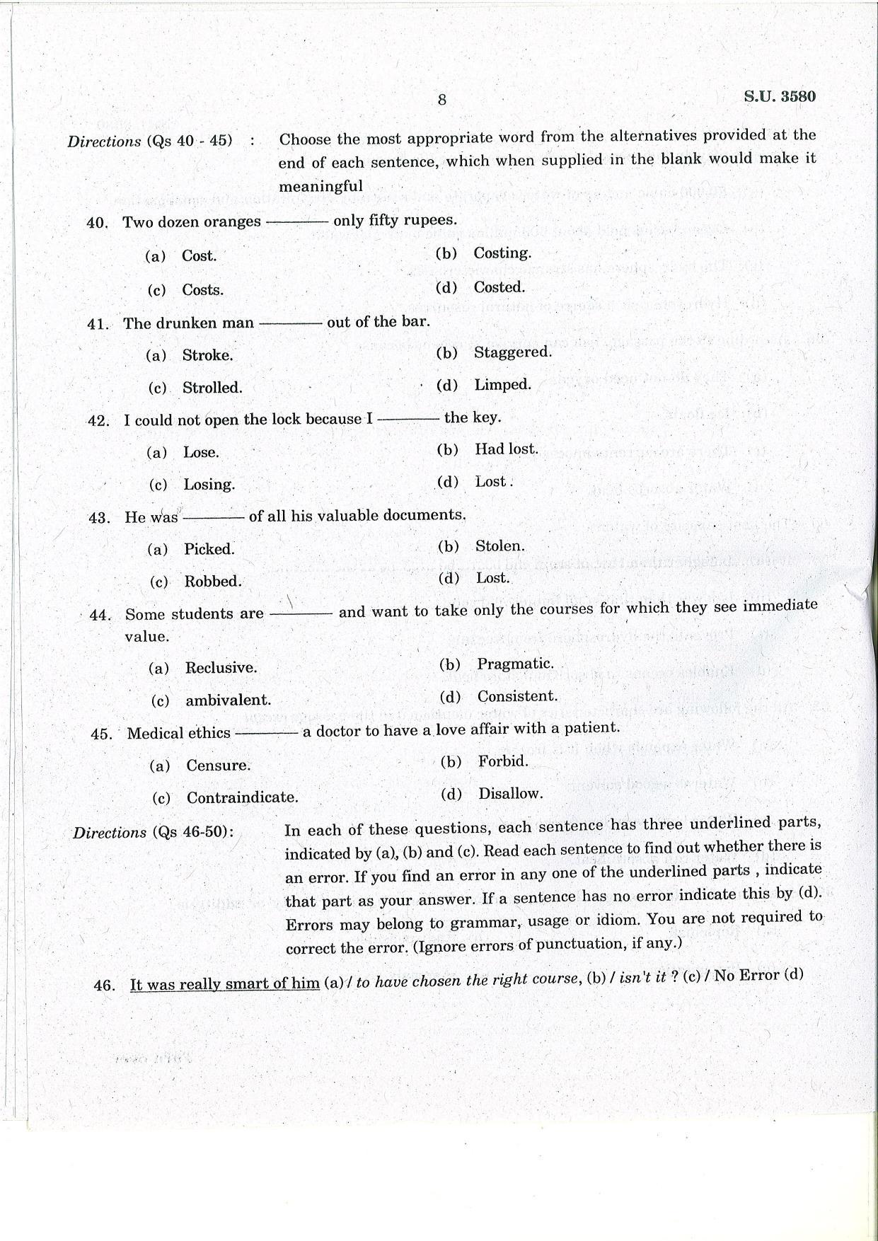 SSUS Entrance Exam MSW 2022 Question Paper - Page 8