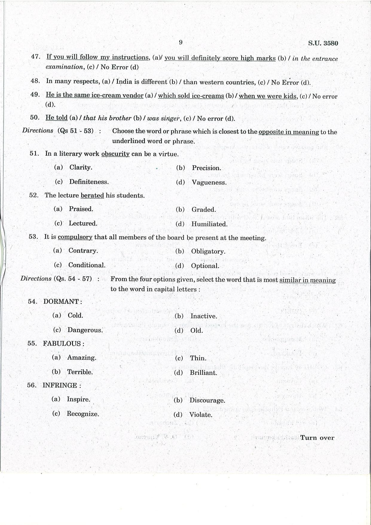SSUS Entrance Exam MSW 2022 Question Paper - Page 9