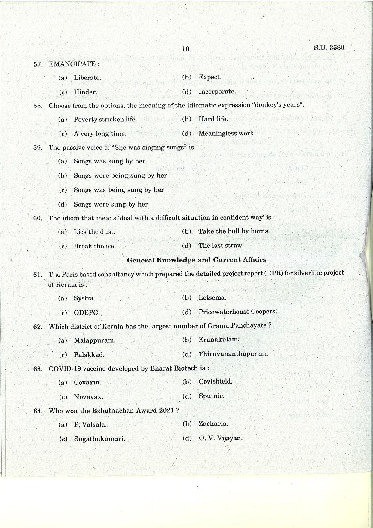 SSUS Entrance Exam MSW 2022 Question Paper - Page 10