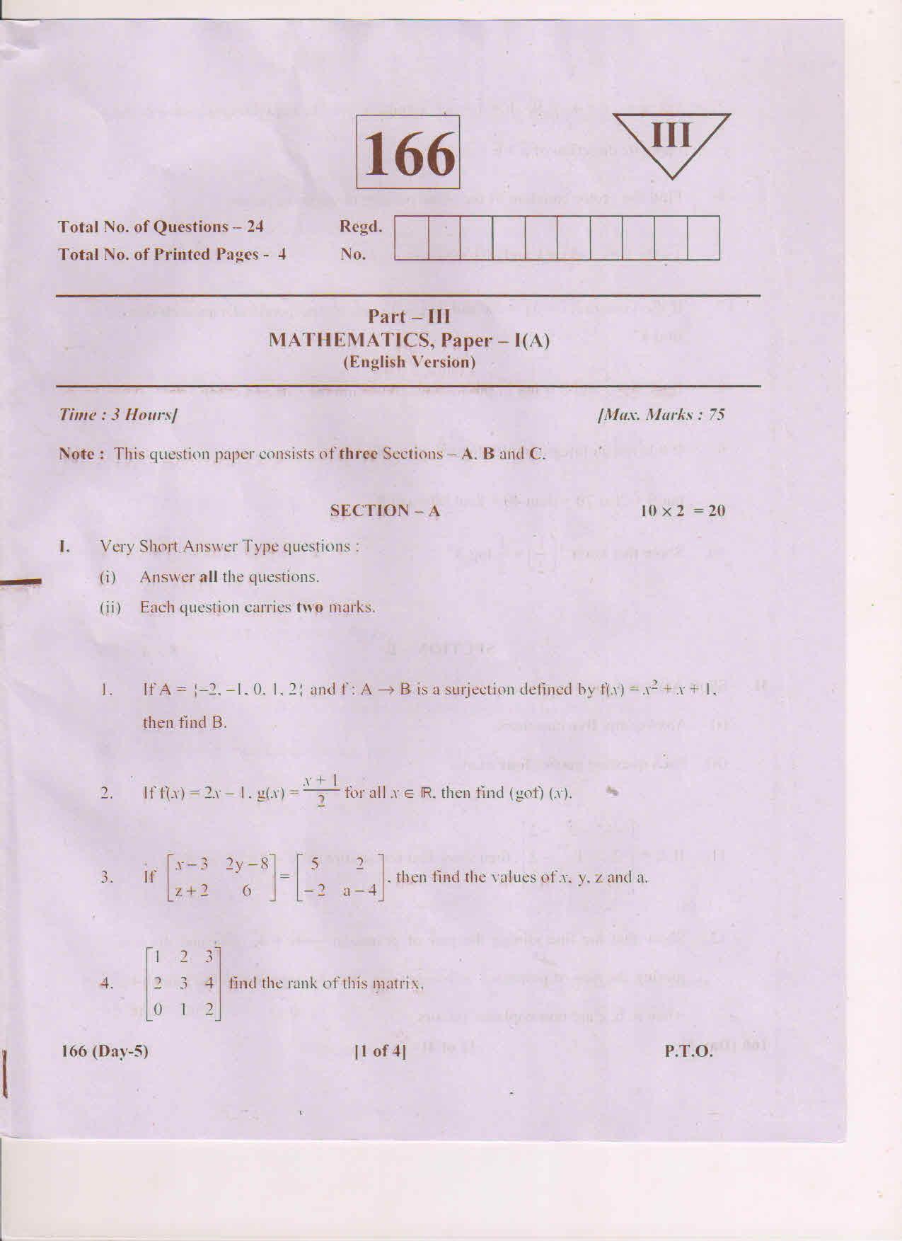AP Inter 1st Year Maths-IA (EM) March-2019-General Question Paper - Page 1