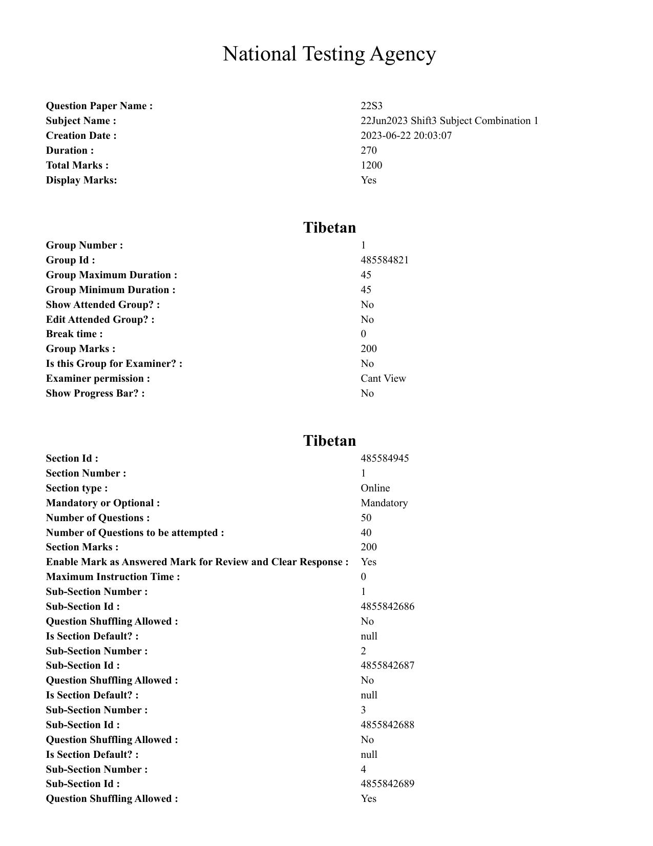 CUET 2023 English Kannada Shift 3 Question Papers - 22 June 2023 - Page 1