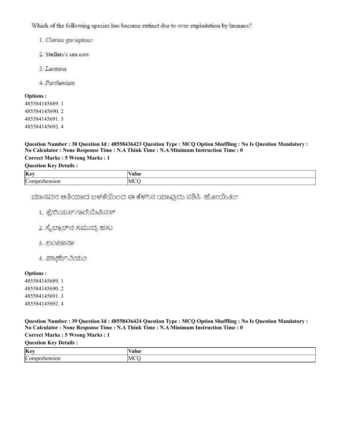 CUET 2023 English Kannada Shift 3 Question Papers - 22 June 2023 - Page 41