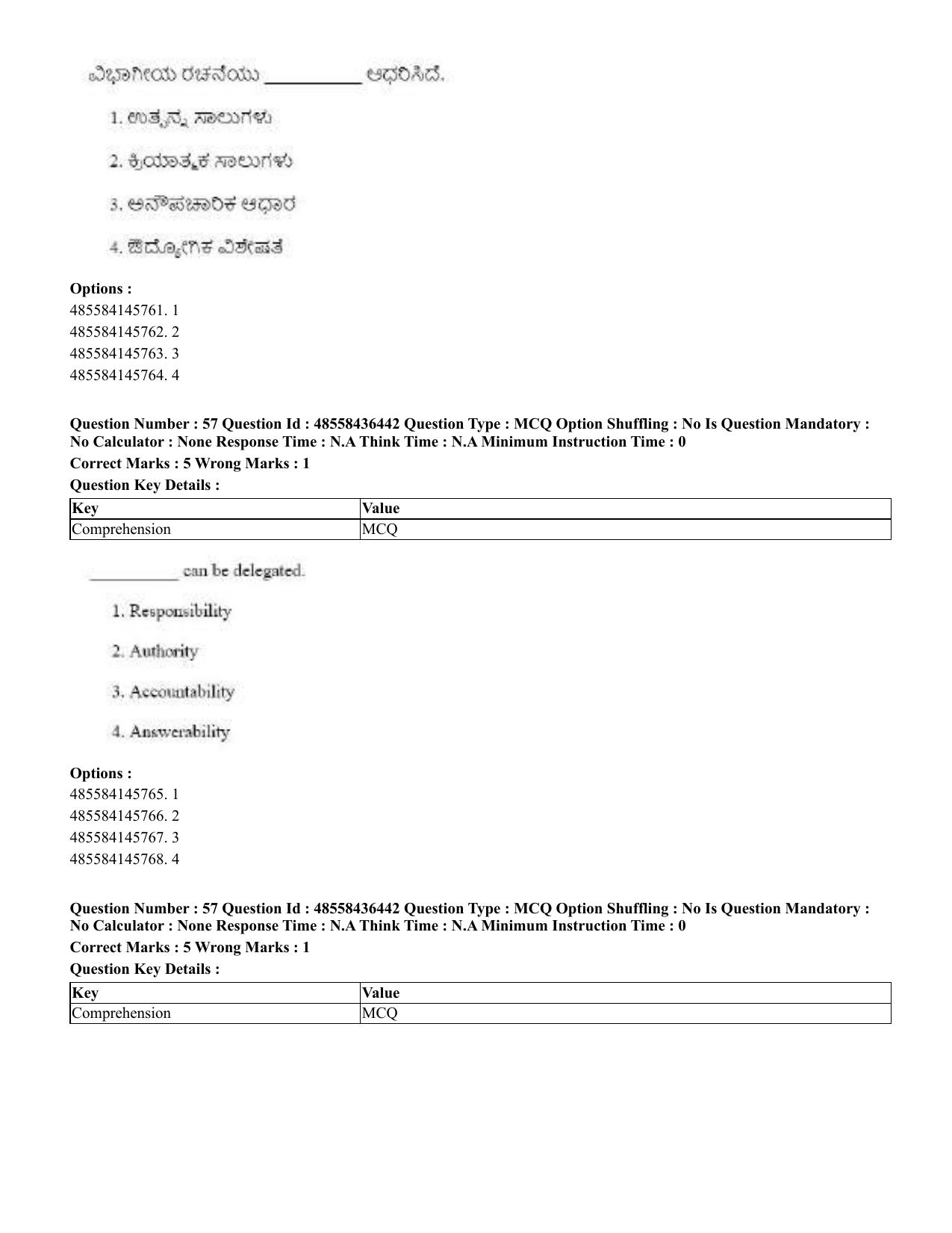 CUET 2023 English Kannada Shift 3 Question Papers - 22 June 2023 - Page 67