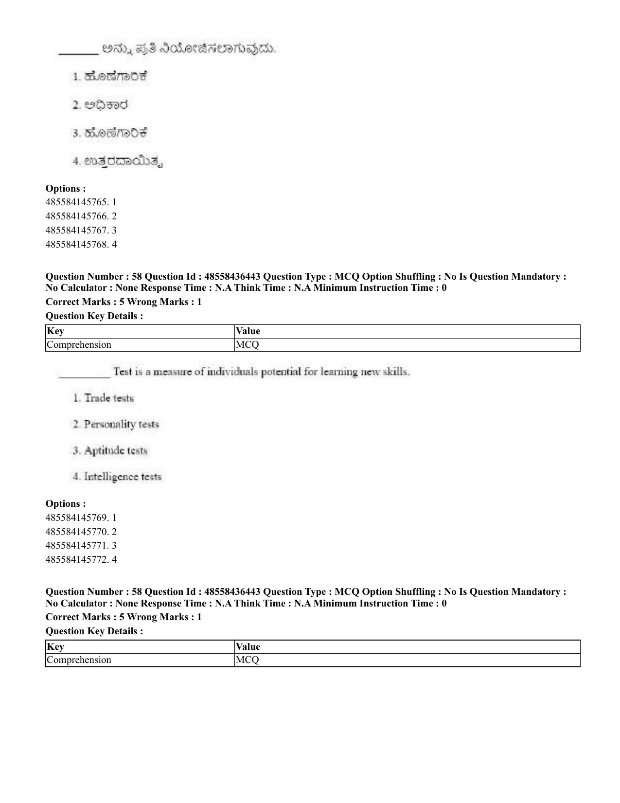 CUET 2023 English Kannada Shift 3 Question Papers - 22 June 2023 - Page 68