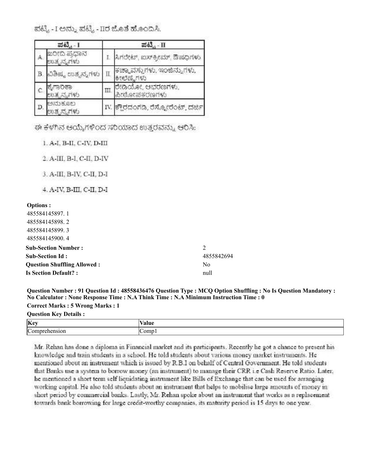 CUET 2023 English Kannada Shift 3 Question Papers - 22 June 2023 - Page 106