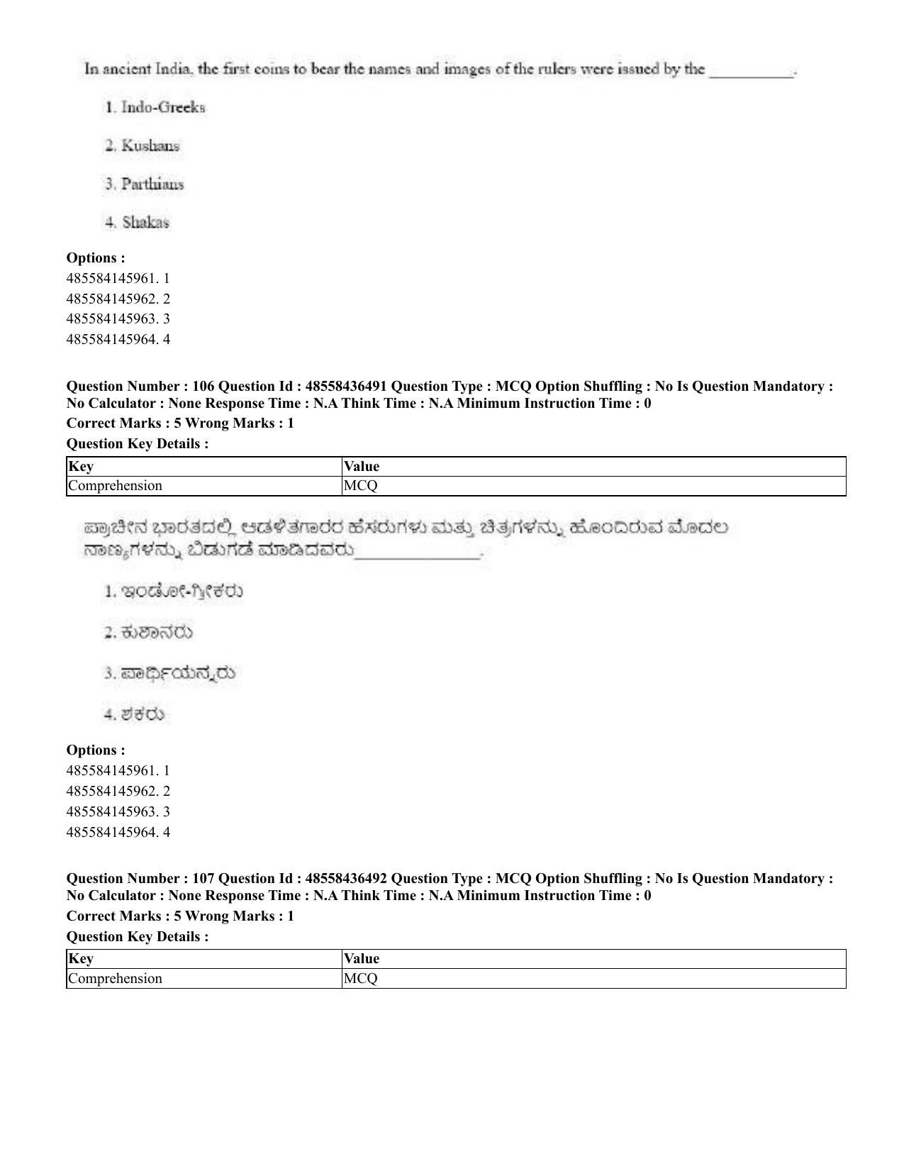 CUET 2023 English Kannada Shift 3 Question Papers - 22 June 2023 - Page 129