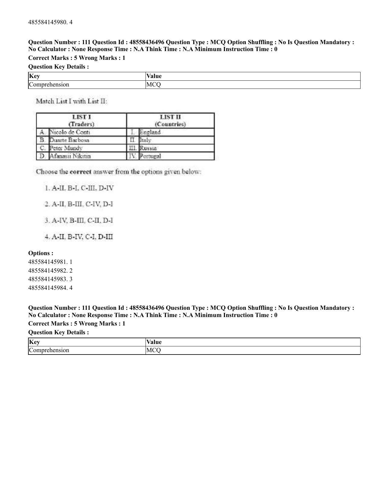 CUET 2023 English Kannada Shift 3 Question Papers - 22 June 2023 - Page 135