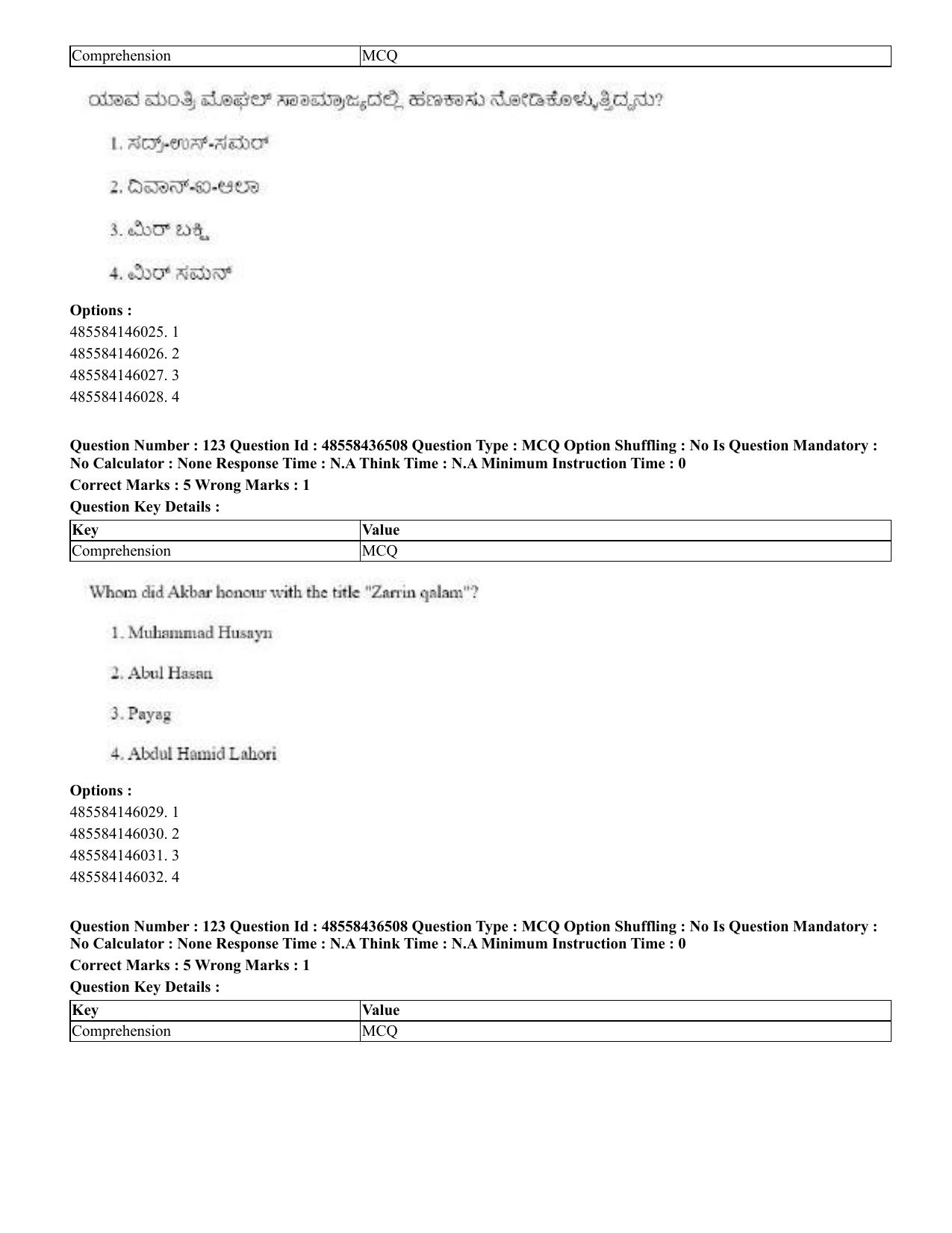 CUET 2023 English Kannada Shift 3 Question Papers - 22 June 2023 - Page 148