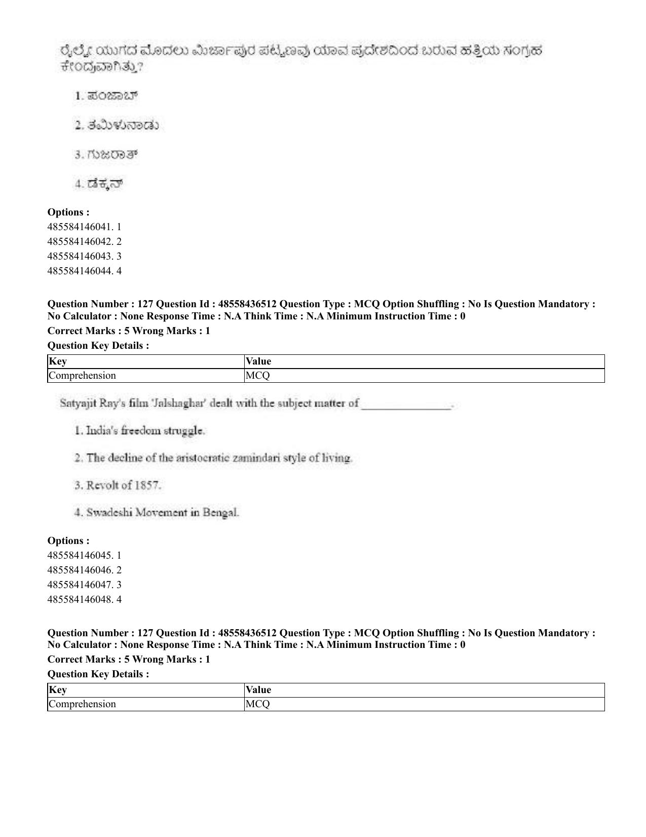 CUET 2023 English Kannada Shift 3 Question Papers - 22 June 2023 - Page 152