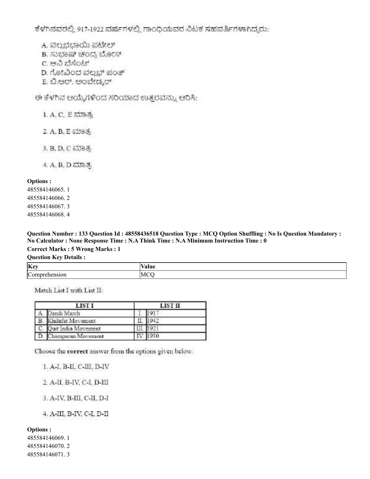 CUET 2023 English Kannada Shift 3 Question Papers - 22 June 2023 - Page 158