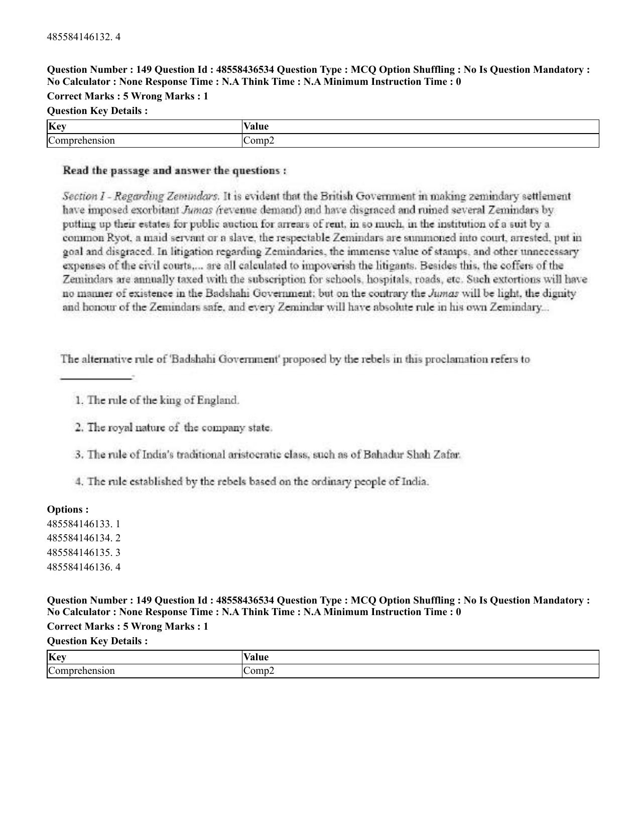 CUET 2023 English Kannada Shift 3 Question Papers - 22 June 2023 - Page 180