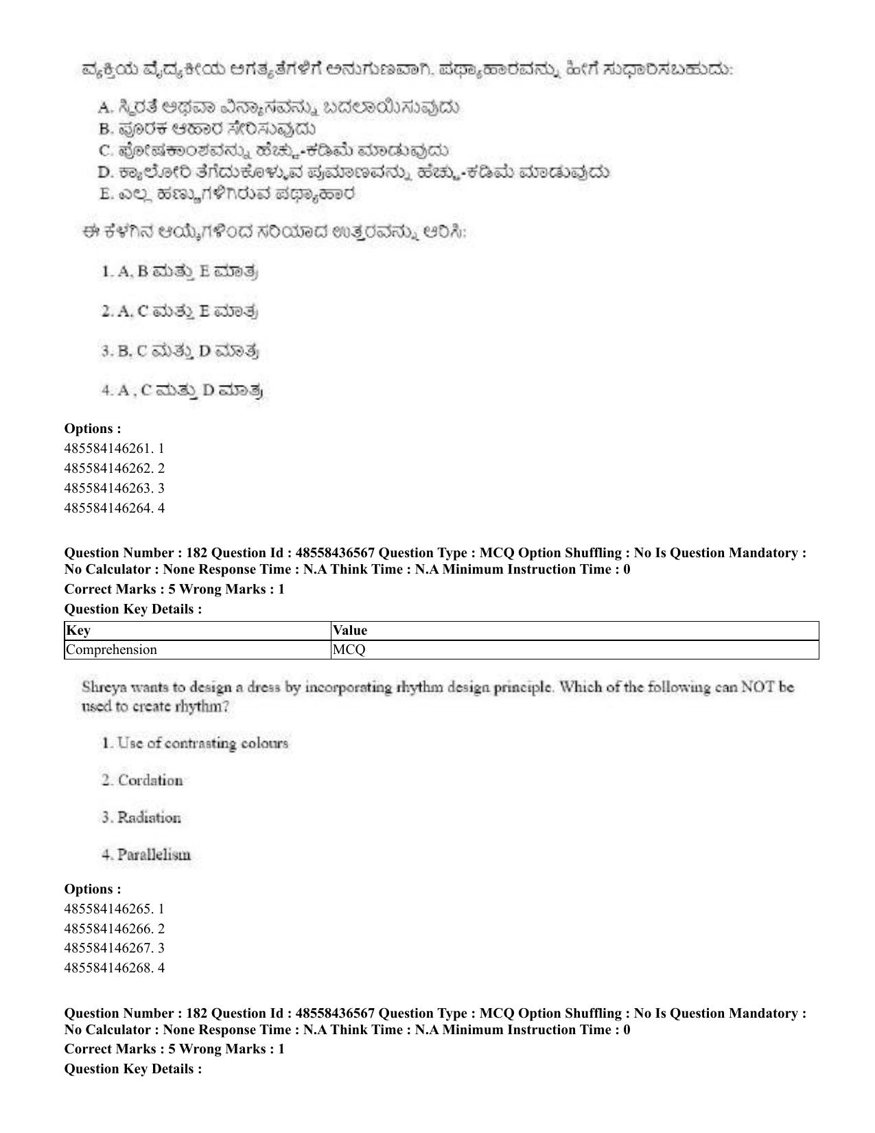CUET 2023 English Kannada Shift 3 Question Papers - 22 June 2023 - Page 215