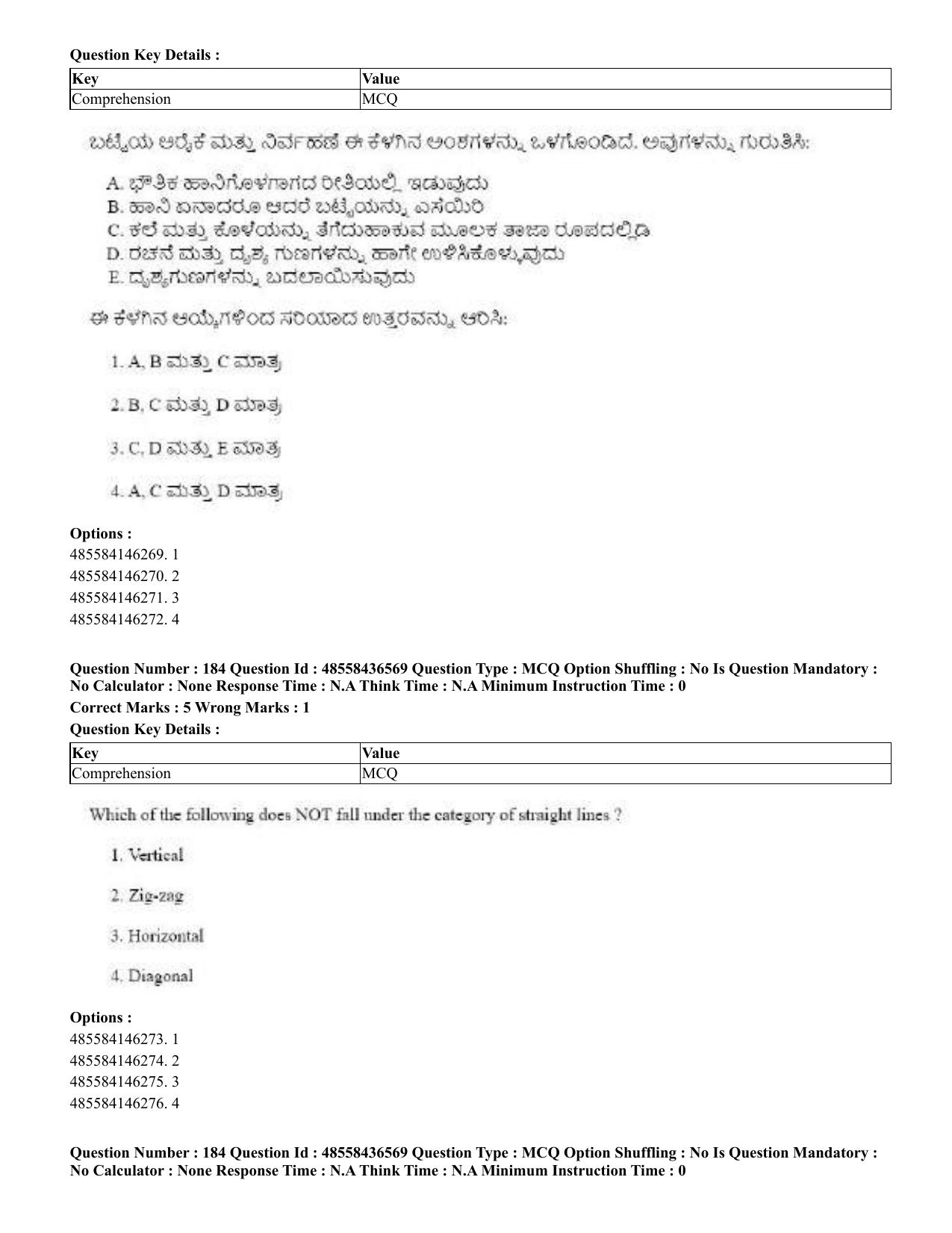 CUET 2023 English Kannada Shift 3 Question Papers - 22 June 2023 - Page 217