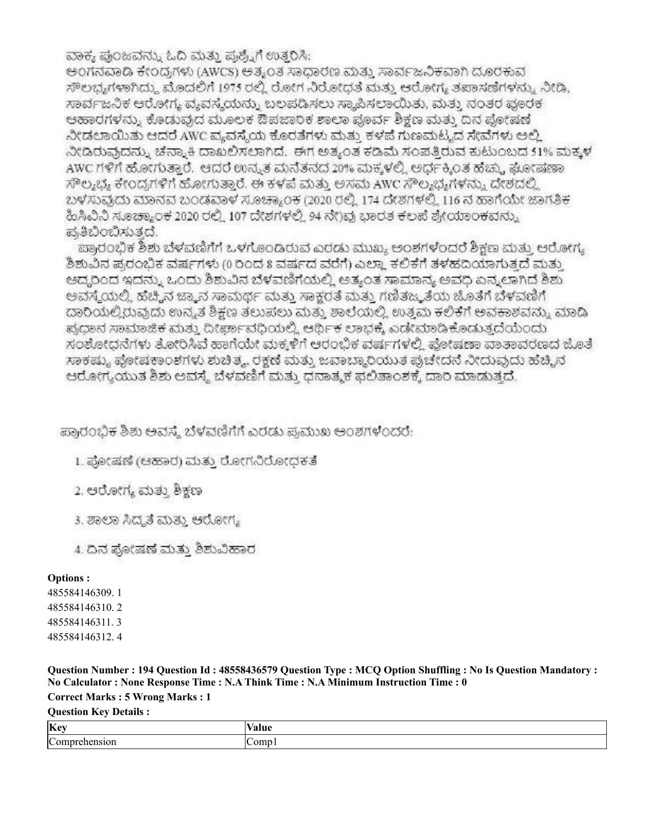 CUET 2023 English Kannada Shift 3 Question Papers - 22 June 2023 - Page 233