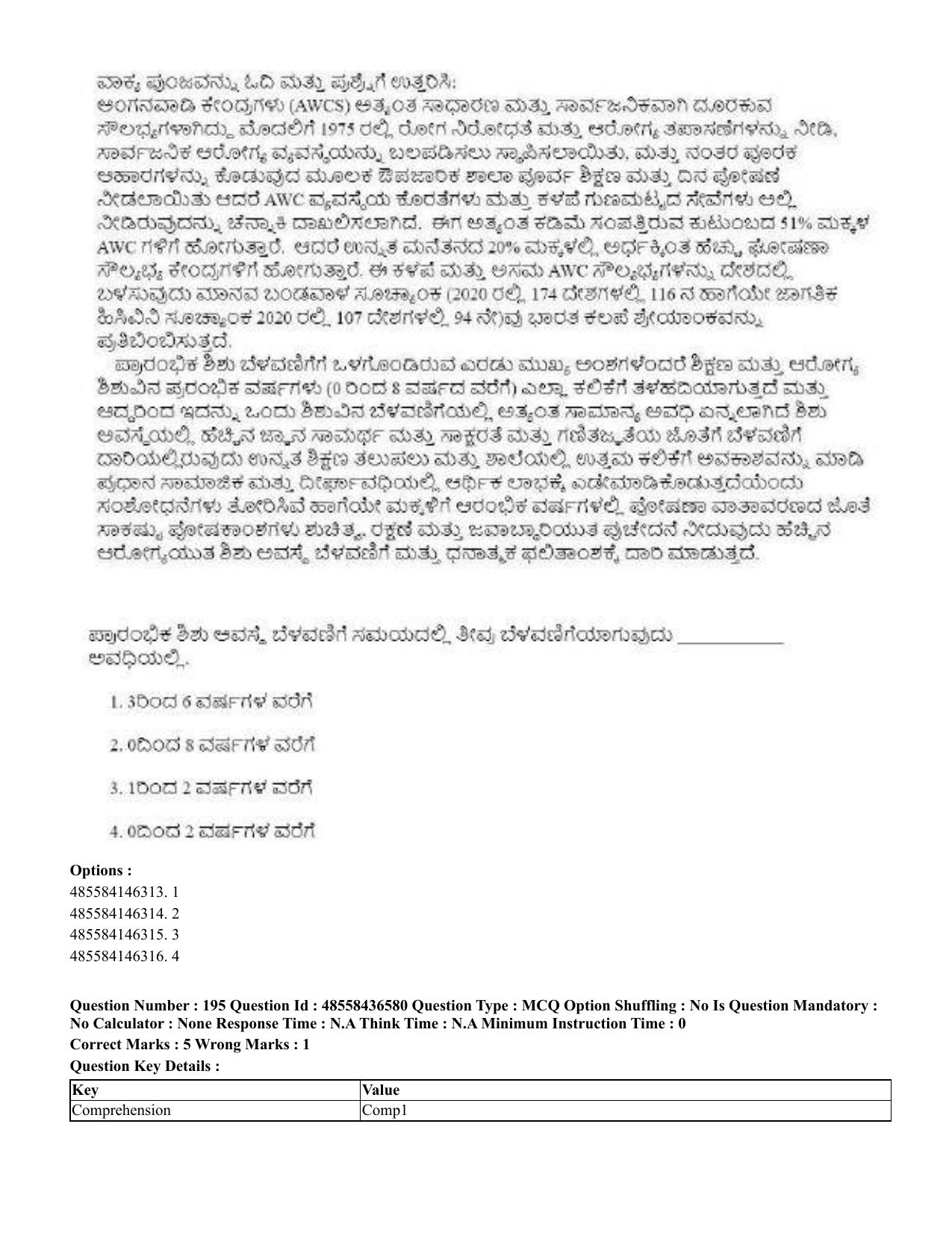 CUET 2023 English Kannada Shift 3 Question Papers - 22 June 2023 - Page 235