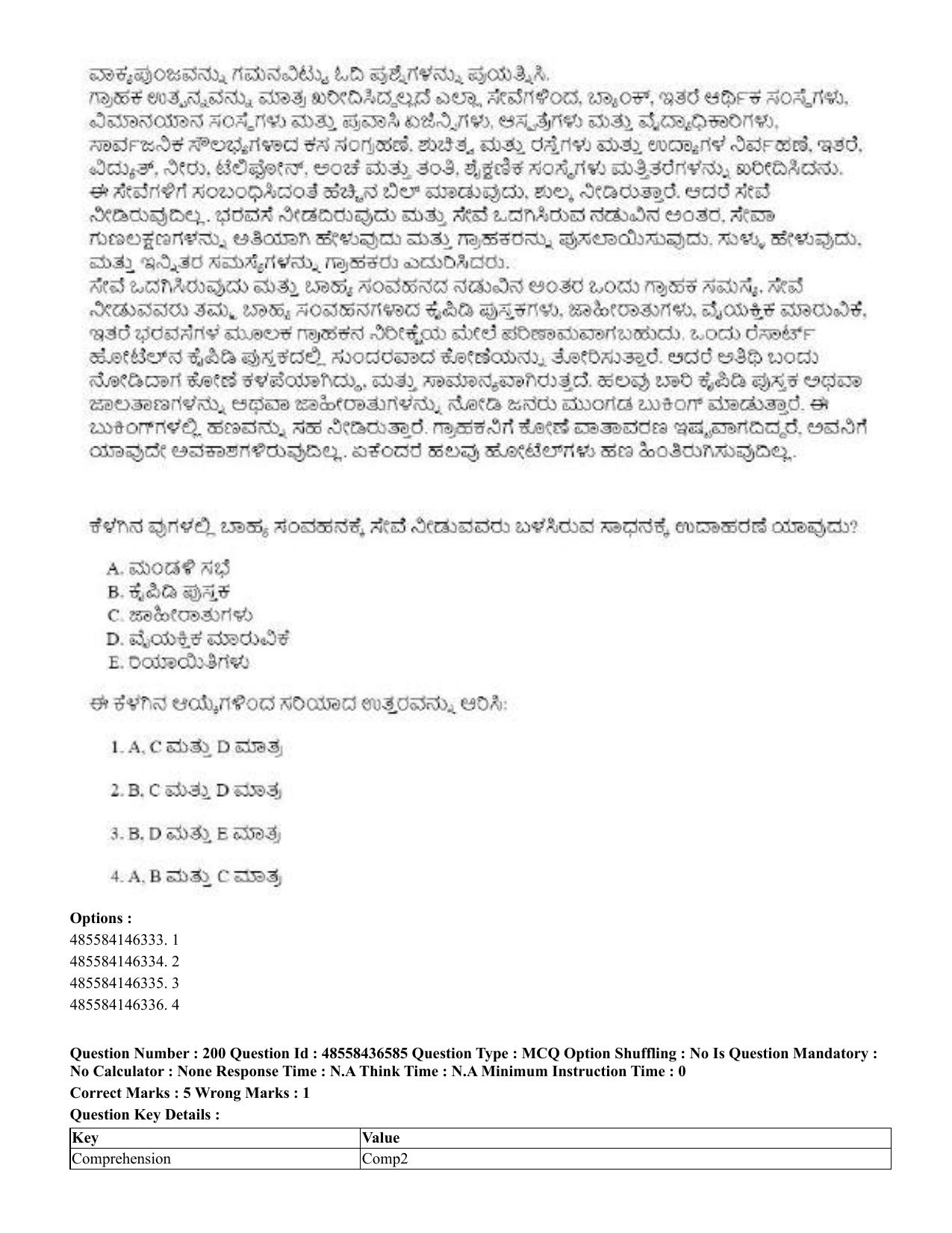 CUET 2023 English Kannada Shift 3 Question Papers - 22 June 2023 - Page 245